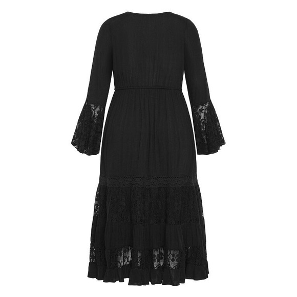 City Chic Tisha Black Lace Maxi Dress Bell Sleeve Boho Whimsigoth Plus Sz XL‎ 22 - Picture 5 of 11